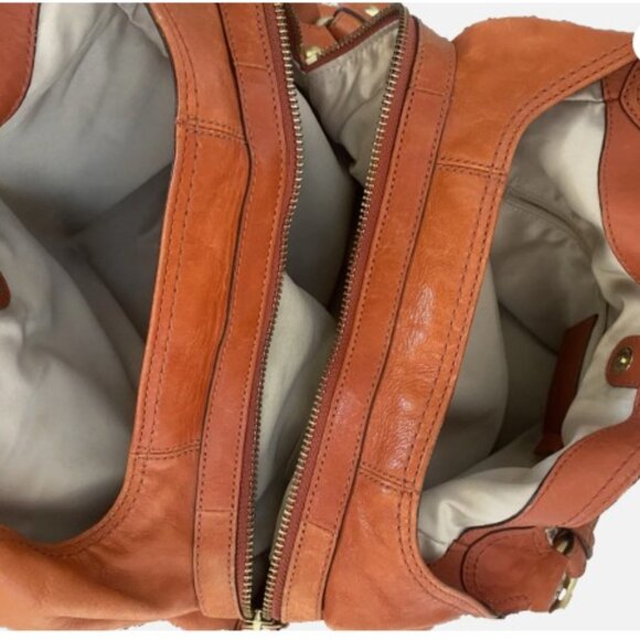 COACH Maggie Orange Terracotta Leather 3 Compartment Shoulder Handbag - Picture 3 of 4